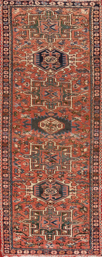 Tribal Geometric Gharajeh Persian Runner Rug 2x7