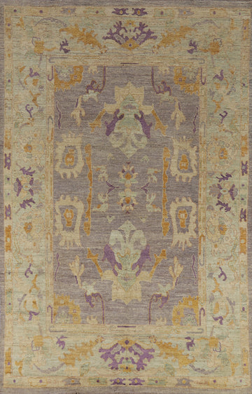 Purple Wool Oushak Turkish Area Rug 7x10