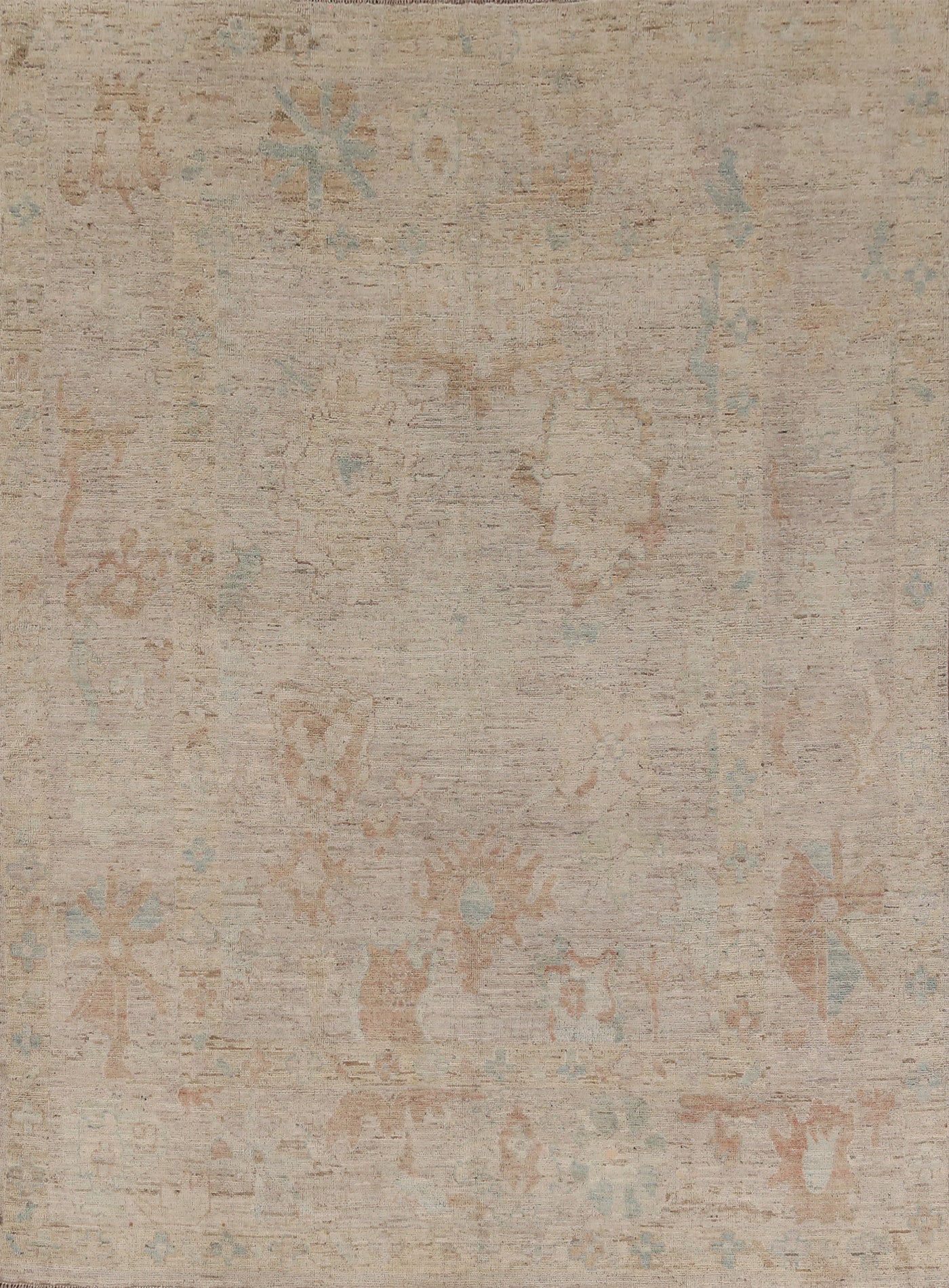 Earth Tone Wool Oushak Turkish Area Rug 8x10