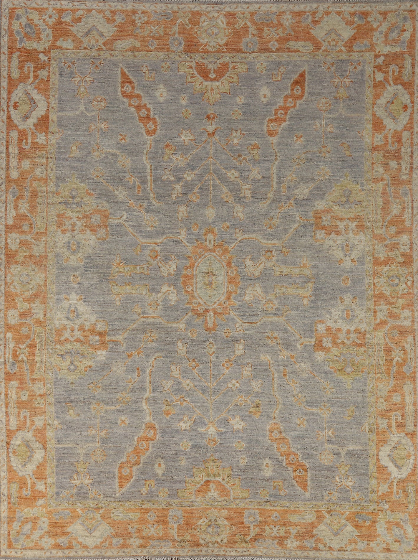 Handmade Blue Oushak Turkish Area Rug 8x10