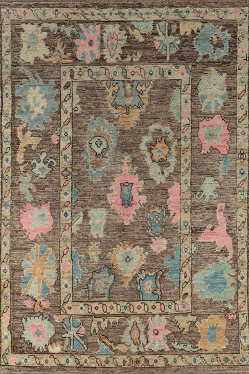 Earth Tone Wool Oushak Turkish Area Rug 7x10