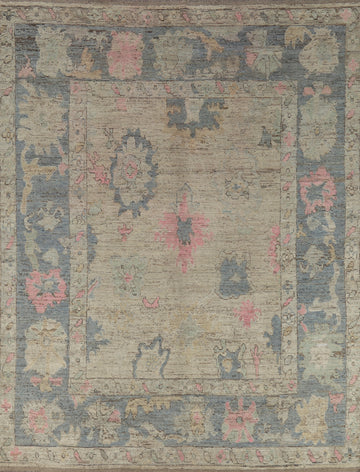 Muted Vegetable Dye Oushak Turkish Area Rug 8x10