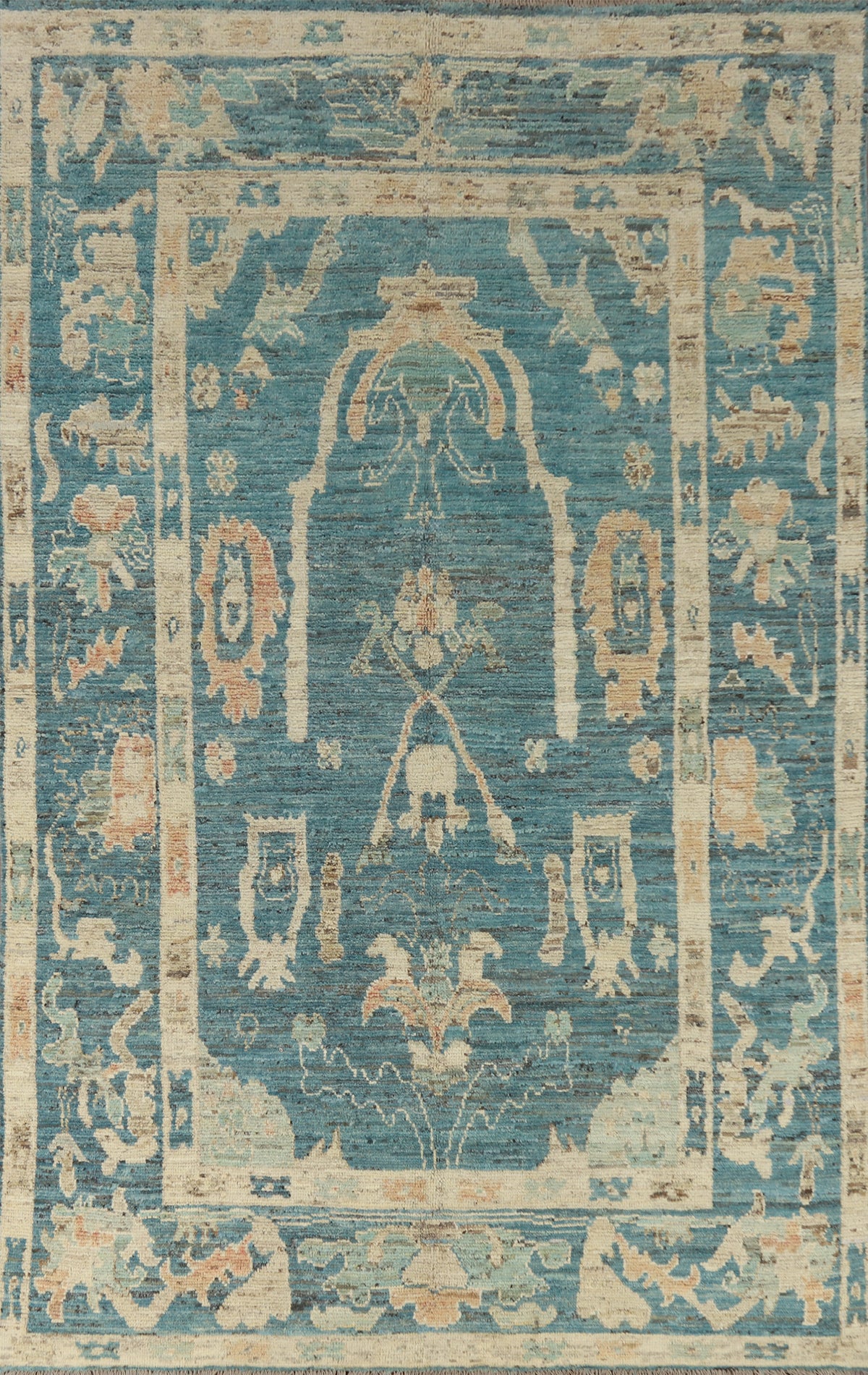Vegetable Dye Blue Oushak Turkish Area Rug 6x9