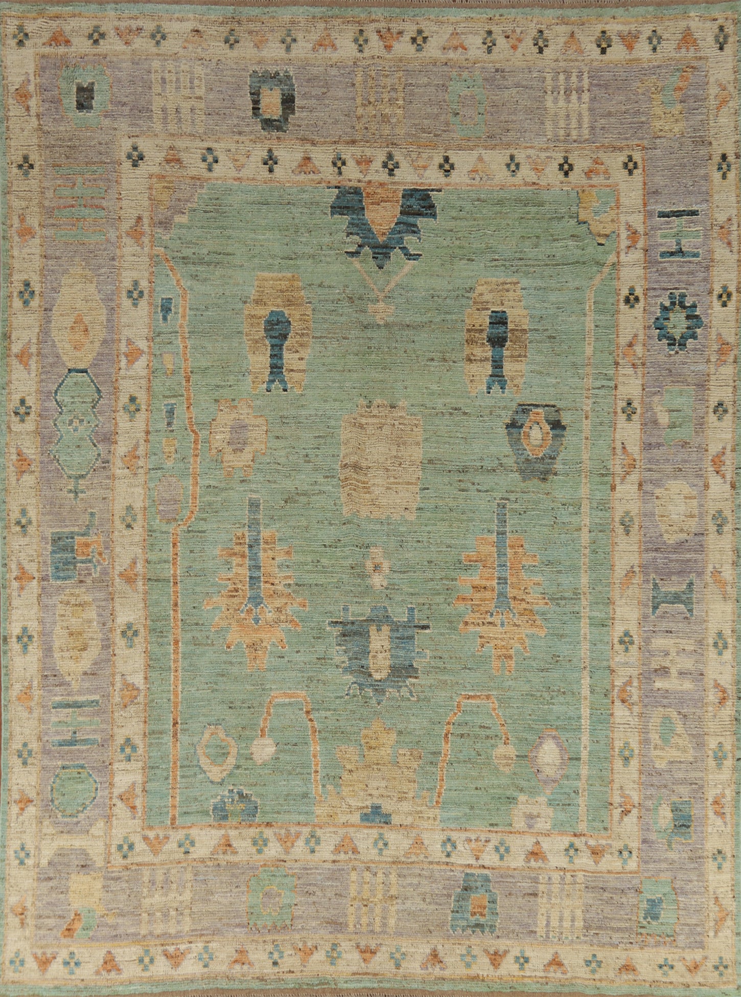 Handmade Green Oushak Turkish Area Rug 8x10