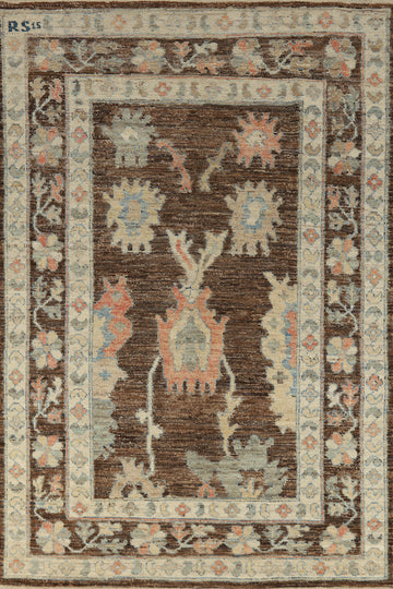 Handmade Brown Oushak Turkish Area Rug 7x10