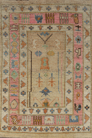 Earth Tone Wool Oushak Turkish Area Rug 7x10