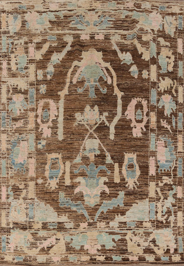 Brown Wool Oushak Turkish Area Rug 8x10