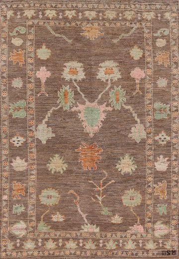 All-Over Brown Oushak Turkish Area Rug 7x10