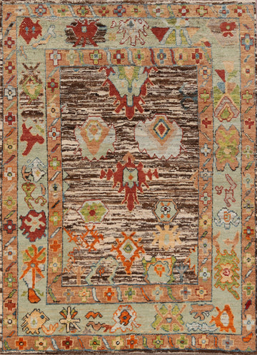 Vegetable Dye Wool Oushak Turkish Area Rug 6x8