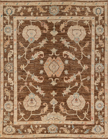 Vegetable Dye Brown Oushak Turkish Area Rug 8x10