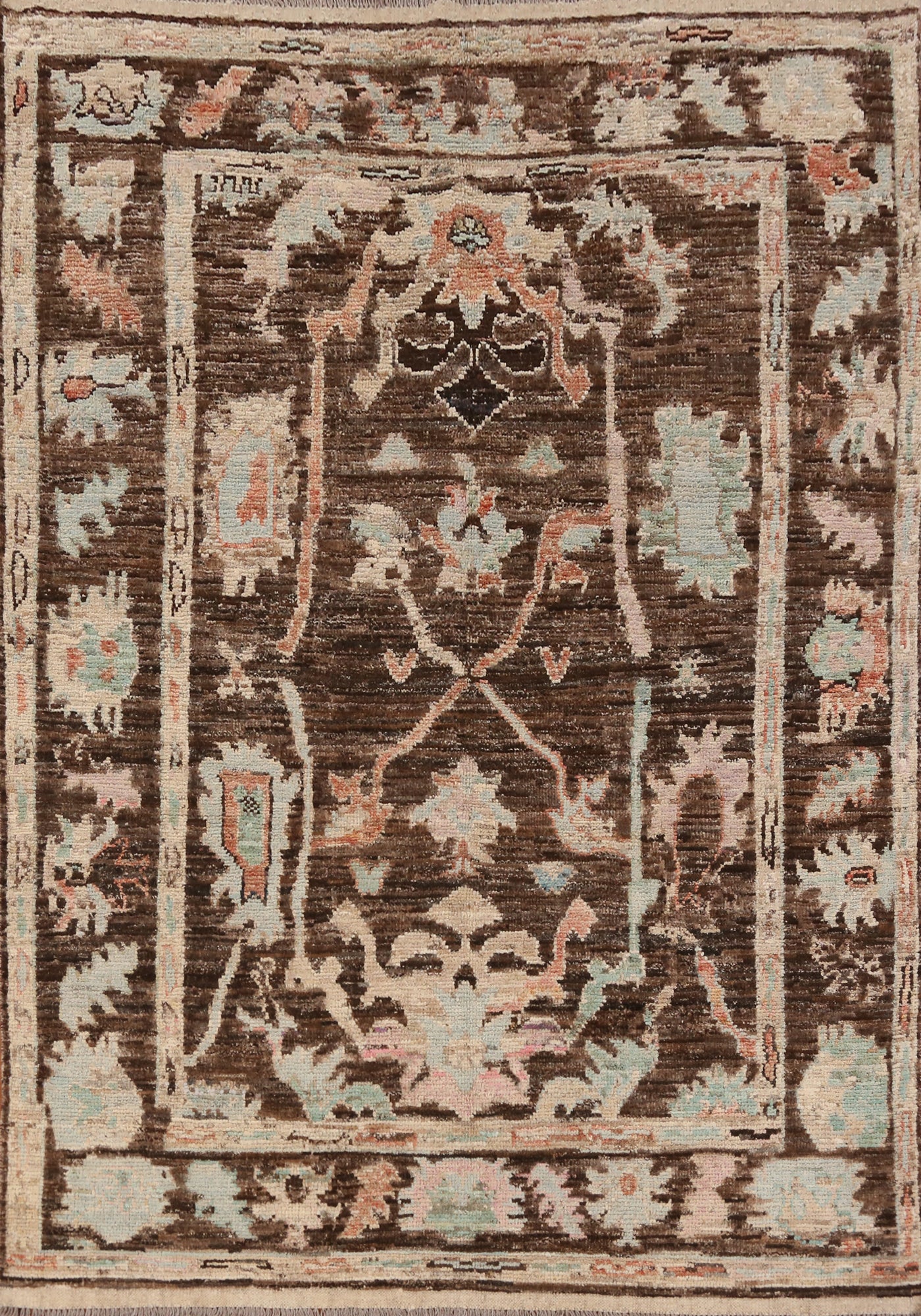 All-Over Brown Oushak Turkish Area Rug 6x8