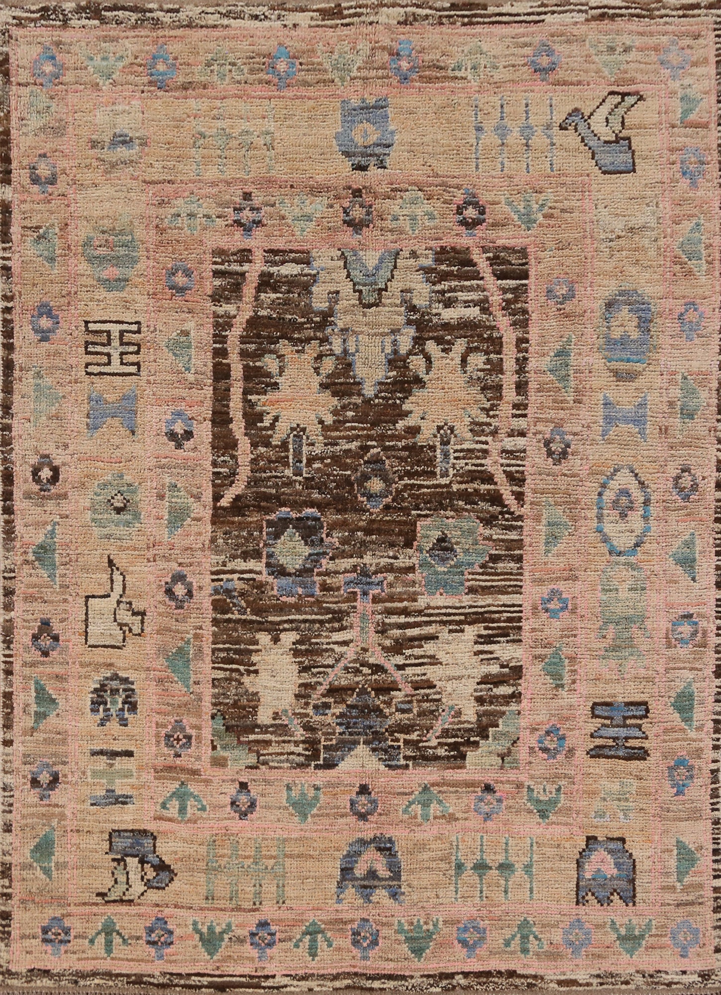 Handmade Wool Oushak Turkish Vegetable Dye Rug 5x6