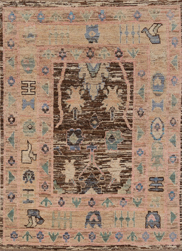 Handmade Wool Oushak Turkish Vegetable Dye Rug 5x6