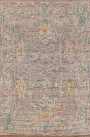 Vegetable Dye Purple Oushak Turkish Area Rug 7x10