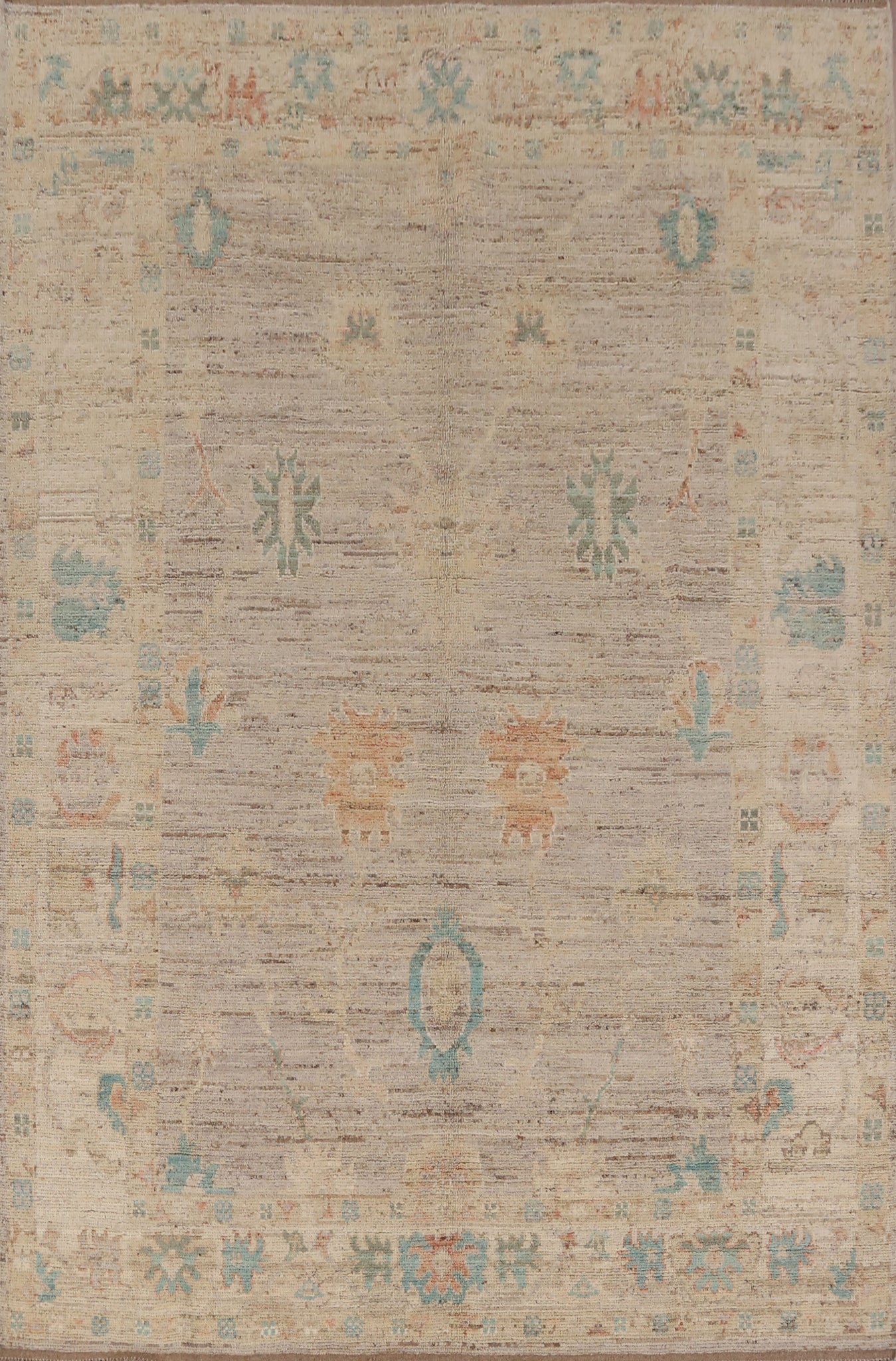 Earth Tone Wool Oushak Turkish Area Rug 7x10