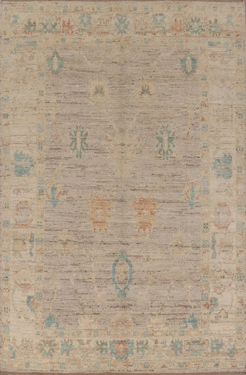 Earth Tone Wool Oushak Turkish Area Rug 7x10