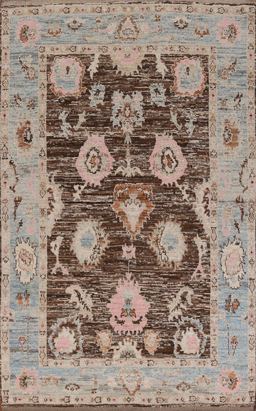 Handmade Brown Oushak Turkish Area Rug 7x10