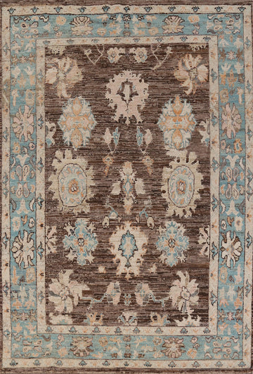 Handmade Brown Oushak Vegetable Dye Area Rug 7x10