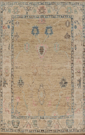 Vegetable Dye Wool Oushak Turkish Area Rug 7x10