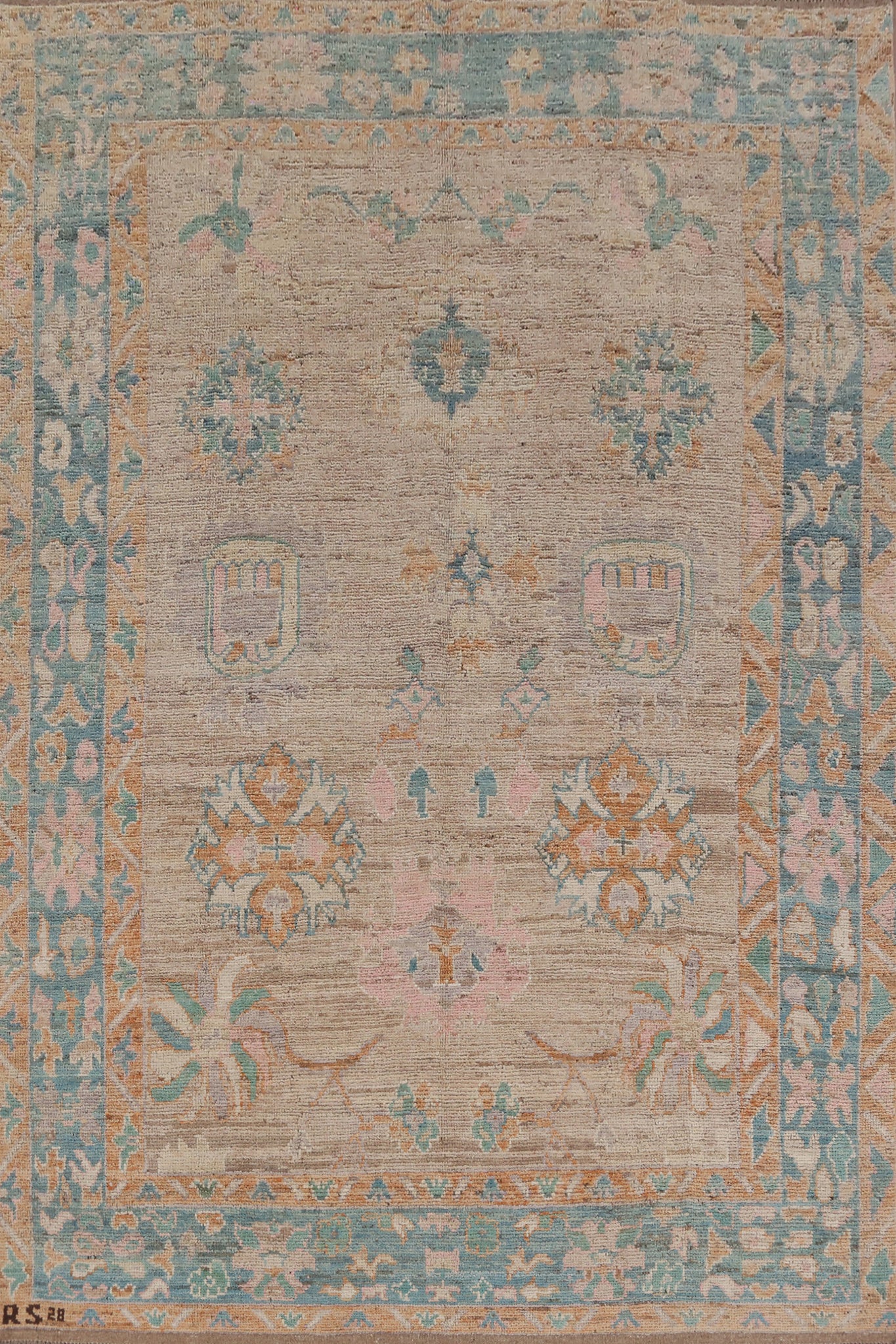 Earth Tone Wool Oushak Vegetable Dye Area Rug 7x10