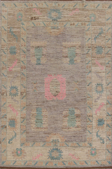 Vegetable Dye Purple Oushak Turkish Area Rug 7x10