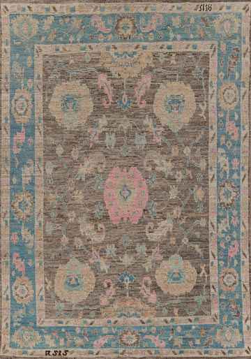 Vegetable Dye Wool Oushak Turkish Area Rug 9x12
