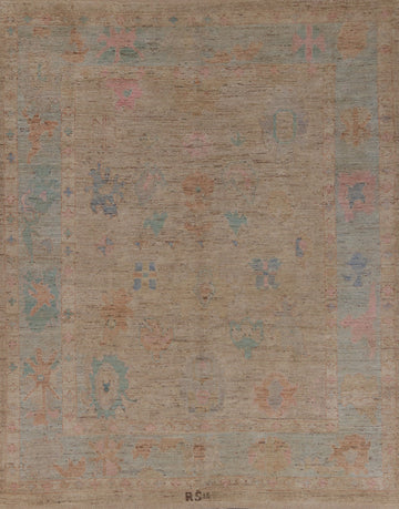 Earth Tone Wool Oushak Vegetable Dye Area Rug 8x10