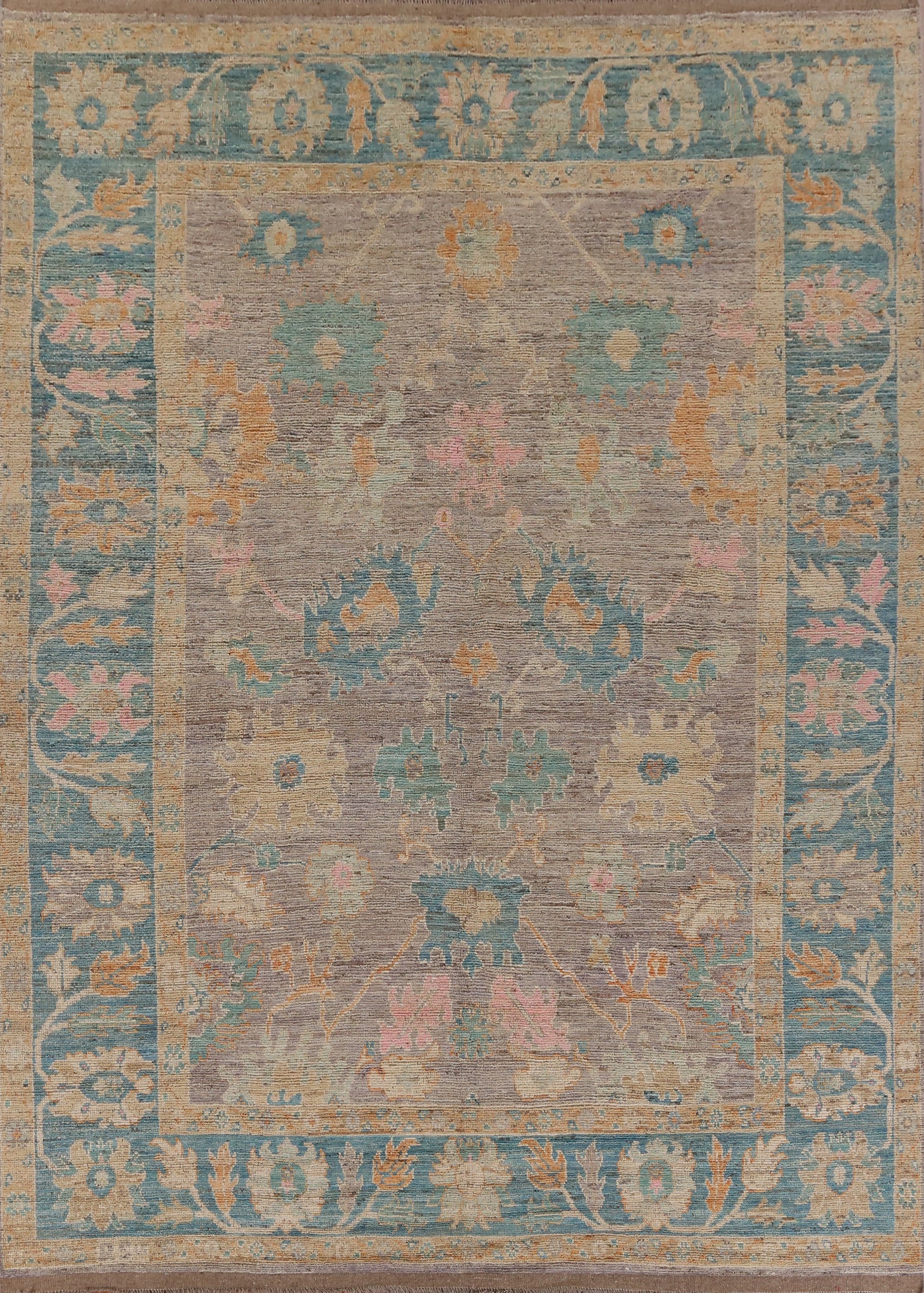 Vegetable Dye Wool Oushak Turkish Area Rug 10x12