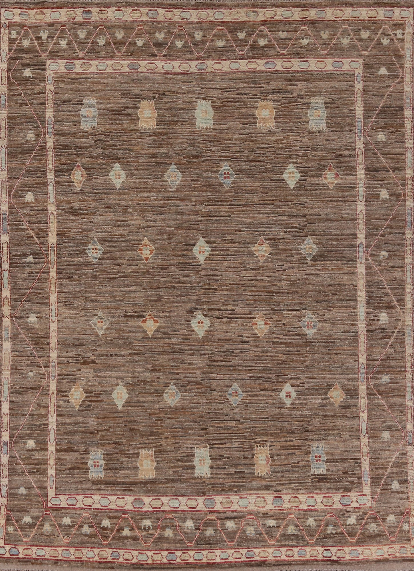 All-Over Brown Oushak Turkish Area Rug 9x11