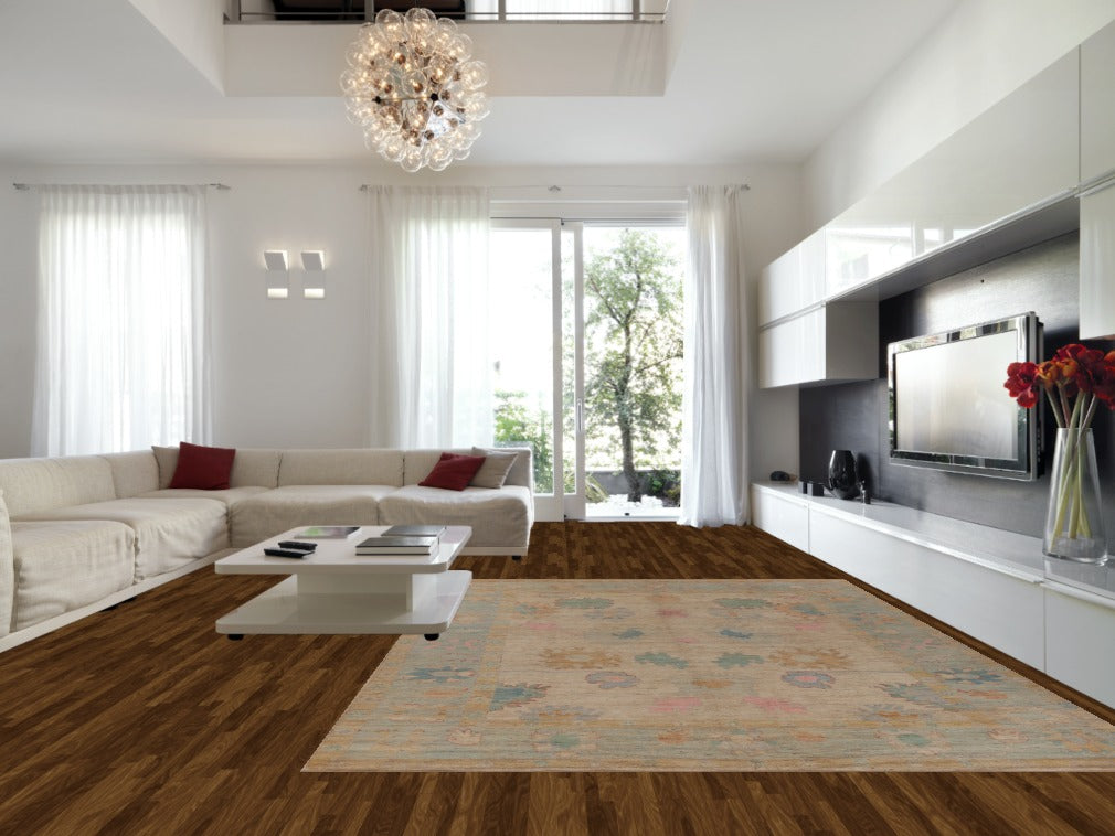 Earth Tone Wool Oushak Turkish Large Rug 10x14