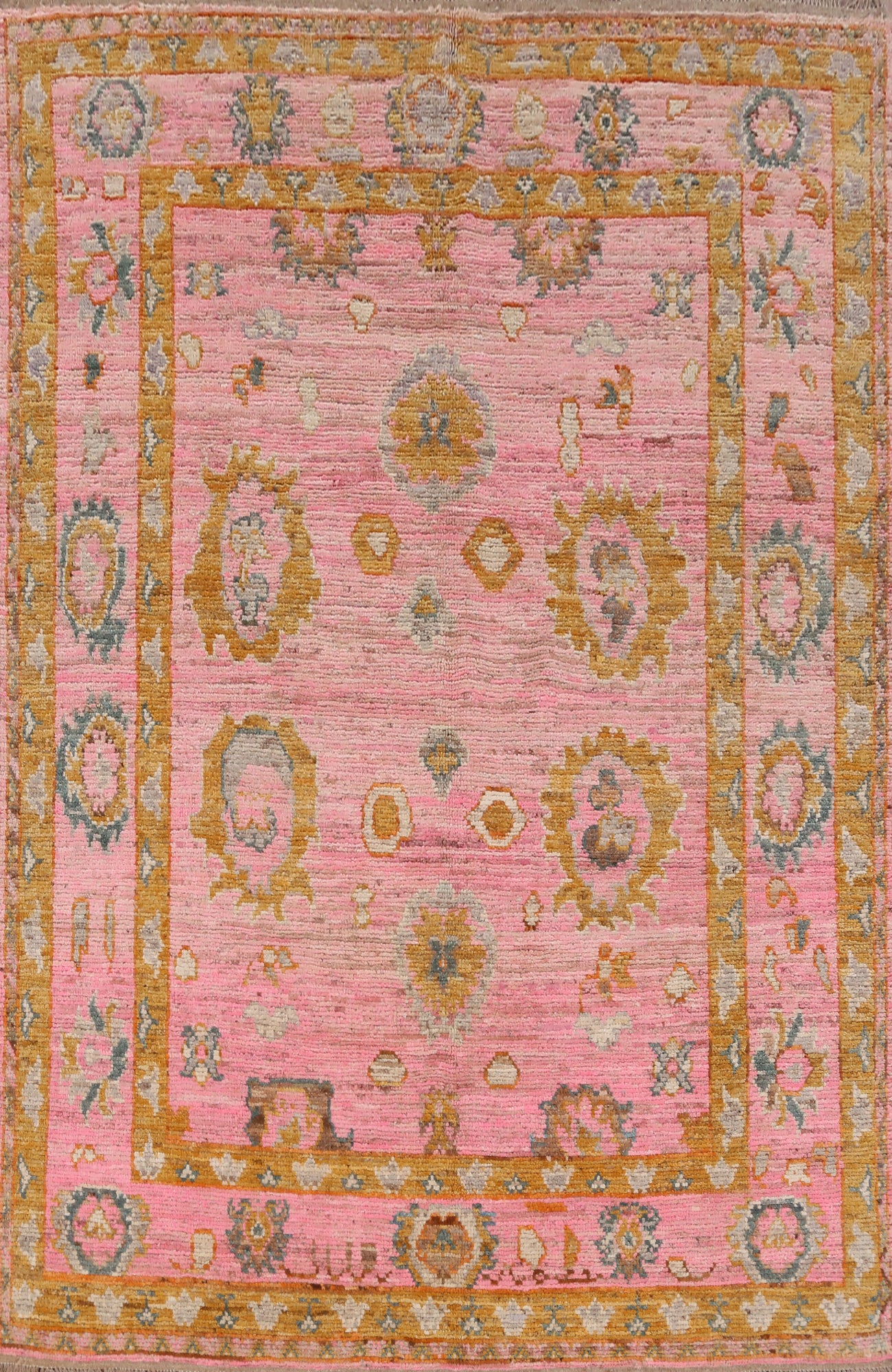 Vegetable Dye Wool Oushak Turkish Area Rug 6x8