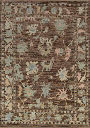 Vegetable Dye Brown Oushak Turkish Area Rug 8x11