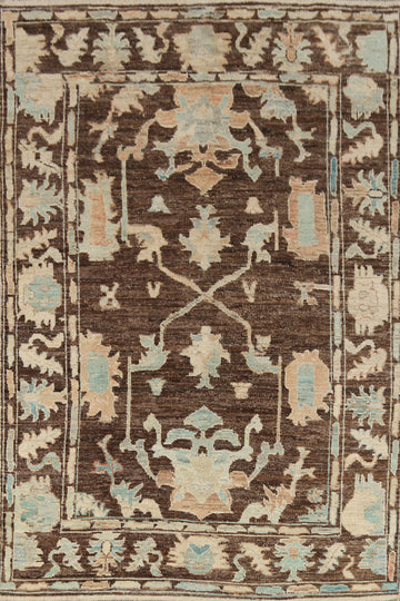 All-Over Brown Oushak Turkish Area Rug 7x10