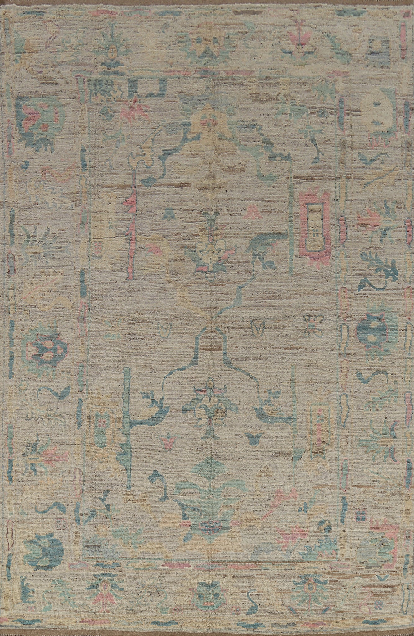 Earth Tone Wool Oushak Vegetable Dye Area Rug 7x10