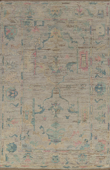 Earth Tone Wool Oushak Vegetable Dye Area Rug 7x10