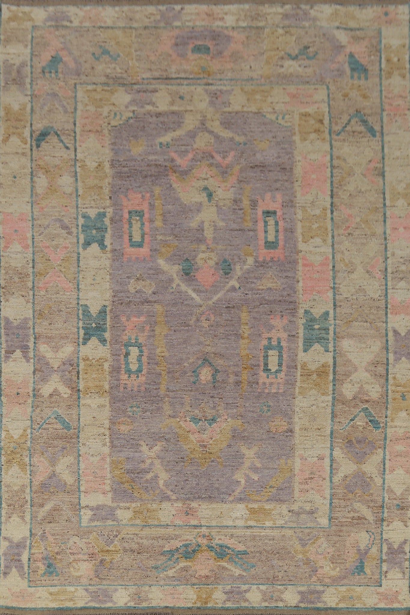 Purple Wool Oushak Turkish Area Rug 7x10