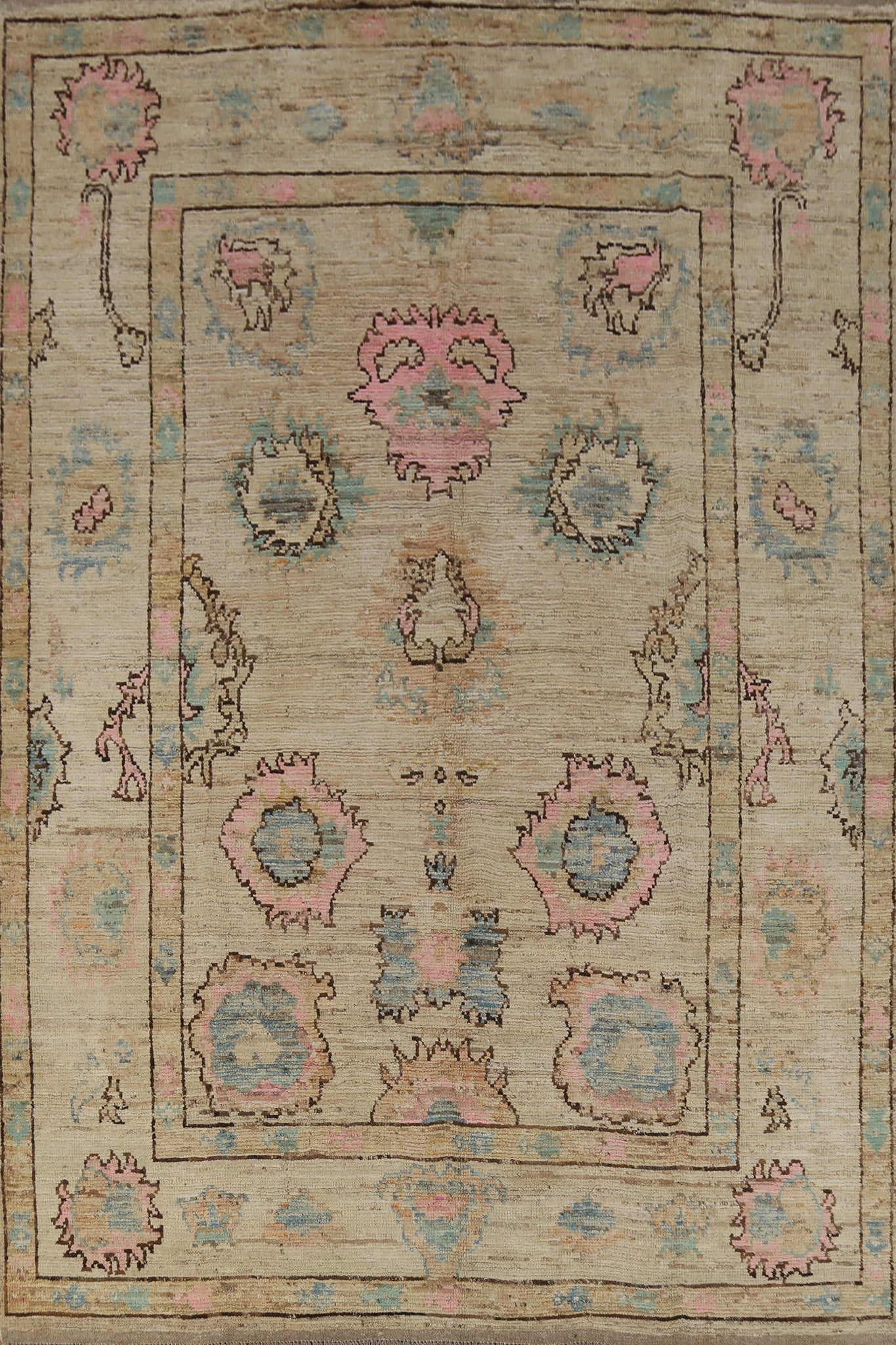 Vegetable Dye Oushak Turkish Area Rug 7x10