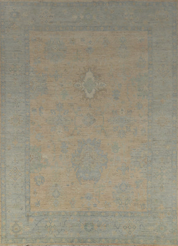 Vegetable Dye Wool Oushak Turkish Area Rug 9x11