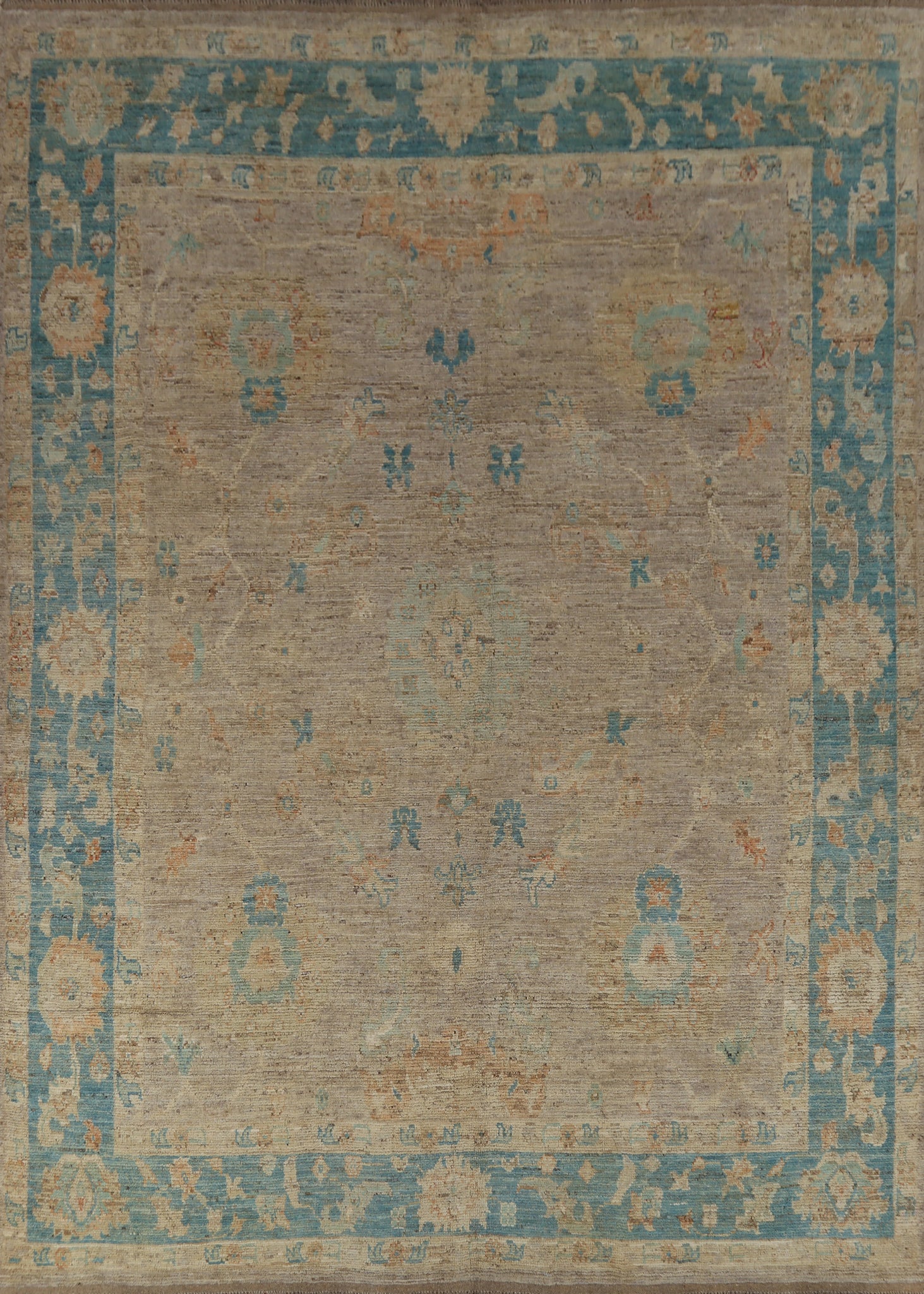 Vegetable Dye Oushak Turkish Area Rug 9x11