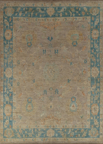 Vegetable Dye Oushak Turkish Area Rug 9x11