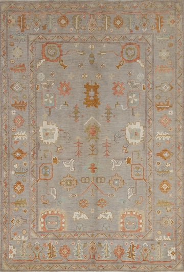 All-Over Gray Oushak Vegetable Dye Area Rug 6x8