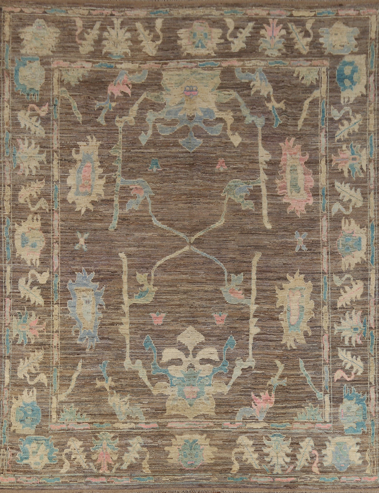 Vegetable Dye Brown Oushak Turkish Area Rug 8x10