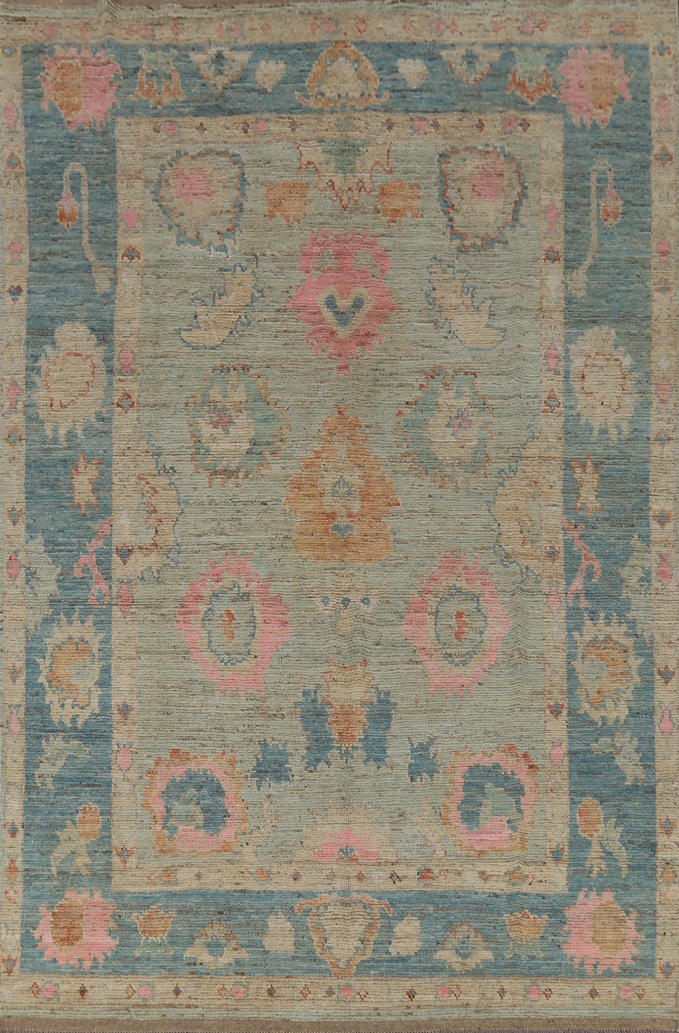 Aqua Green Wool Oushak Vegetable Dye Area Rug 6x10