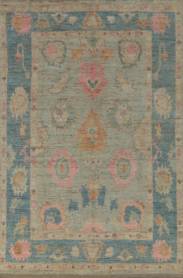 Aqua Green Wool Oushak Vegetable Dye Area Rug 6x10