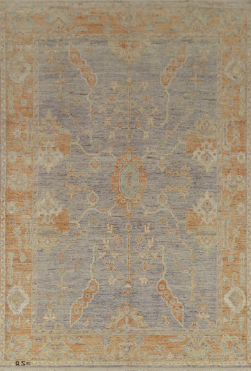 Vegetable Dye Purple Oushak Turkish Area Rug 7x10