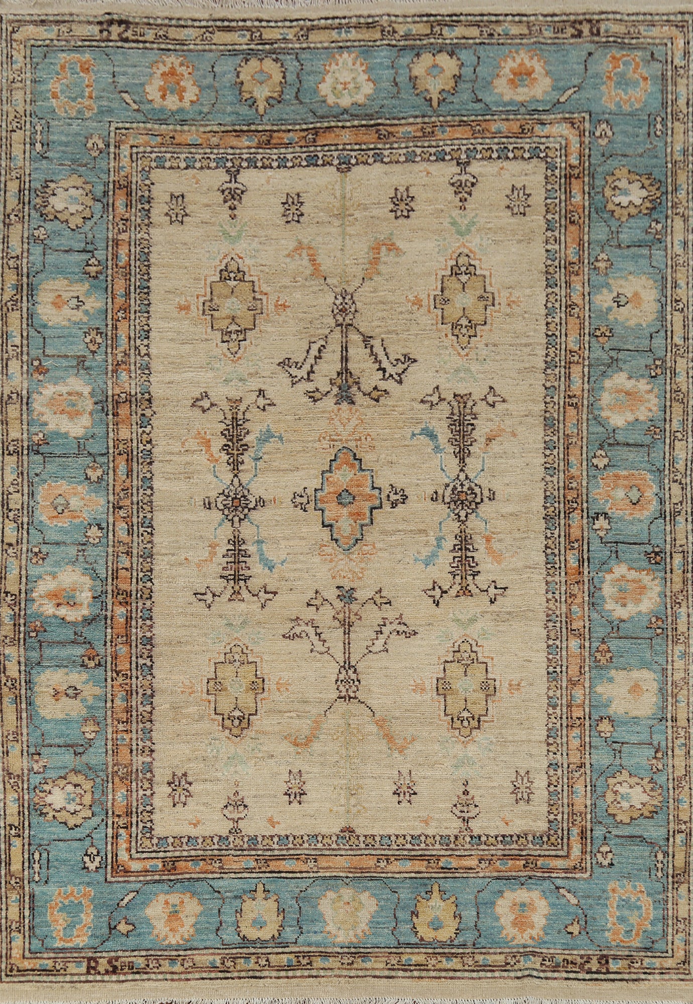 Vegetable Dye Oushak Turkish Area Rug 6x9