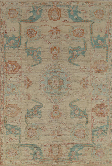 Earth Tone Wool Oushak Vegetable Dye Area Rug 7x10