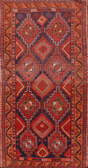 Vintage Geometric Qashqai Persian Area Rug 5x10