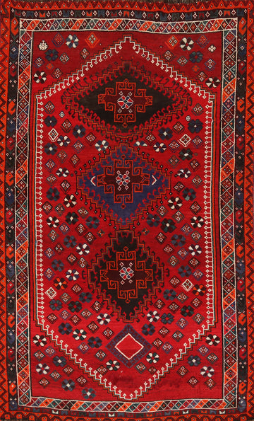 Vintage Wool Shiraz Persian Rug 5x7