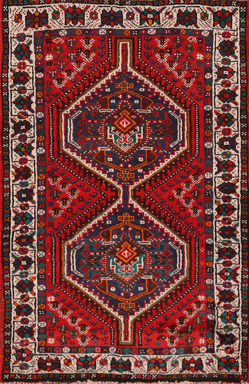 Red Geometric Shiraz Persian Rug 3x4